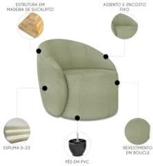 Sofá 2 Lugares 140cm Wendi e Poltrona Steve Boucle Pistache I01  - Mpo