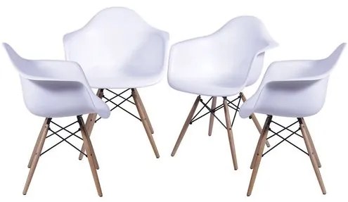 Kit 4 Cadeiras Eames com Braco Base em Madeira Branca - 64678 Sun House
