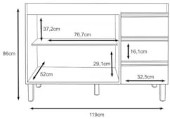 Balcão Gabinete Para Pia 120cm Sem Tampo 2 Portas Karen Z49 Nature/Off