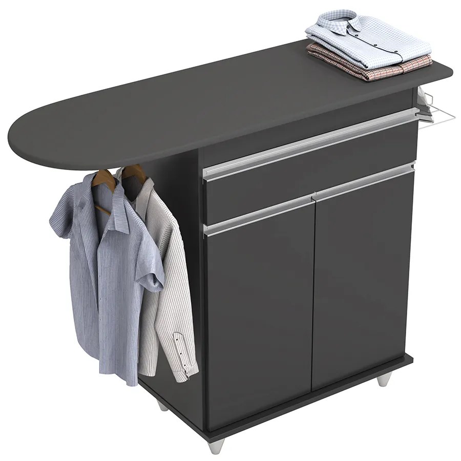 Tábua de Passar Com Balcão 02 Portas Alice Preto 119 Cm L06 - D'Rossi