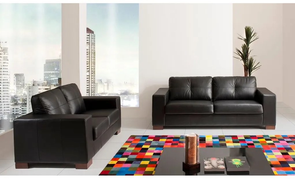 Conjunto Sofá Couro Legitimo 2 e 3 Lugares - Domini Couro Natural Marrom
