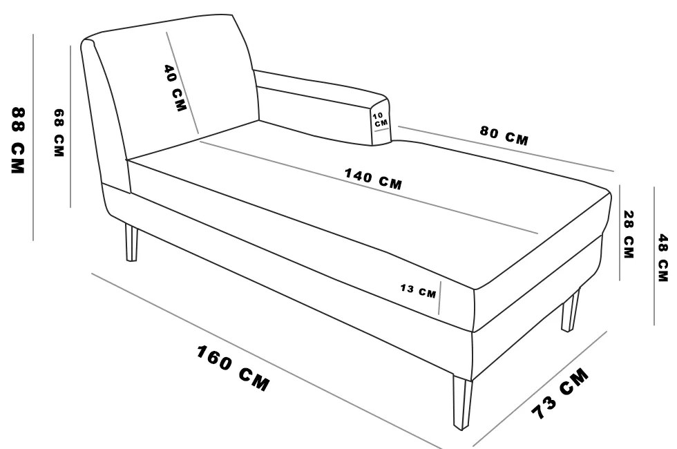 Divã Chaise Chloe 160 cm Veludo Pés Chanfrado Castanho M11 - D'Rossi - Bege