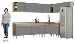 Armário de Cozinha Modulado de Canto 8 Peças CP27 com Pia Inox Castanh