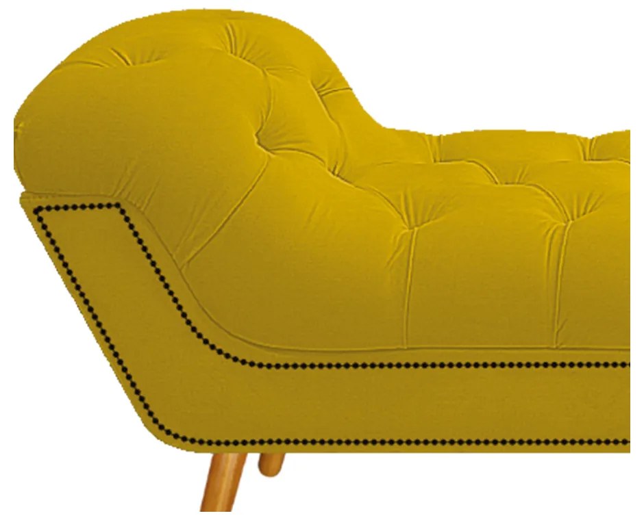 Calçadeira Estofada Veneza 160 cm Queen Size Suede Amarelo - ADJ Decor