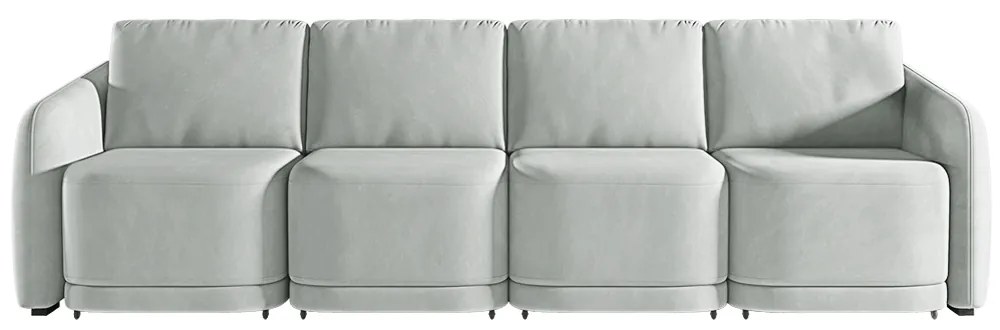 Sofá Cama Modulado Retrátil e Reclinável Decorativo Varsóvia 356cm Veludo Cinza G33 - Gran Belo
