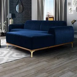 Sofá 265cm 4 Lugares com Chaise Direito Pés Gold Molino C-304 Veludo A