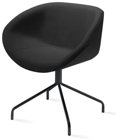 Poltrona Smile Assento Estofado em Courino Base Fixa Tubular Preta - 55839 Sun House