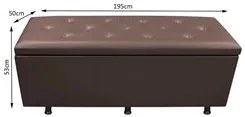 Calçadeira Baú Casal King 195cm Estofada Liz S05 Sintético Marrom - Mp