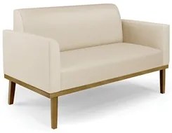 Sofá Namoradeira e 2 Poltronas Base Madeira Castanho Maressa Sintético