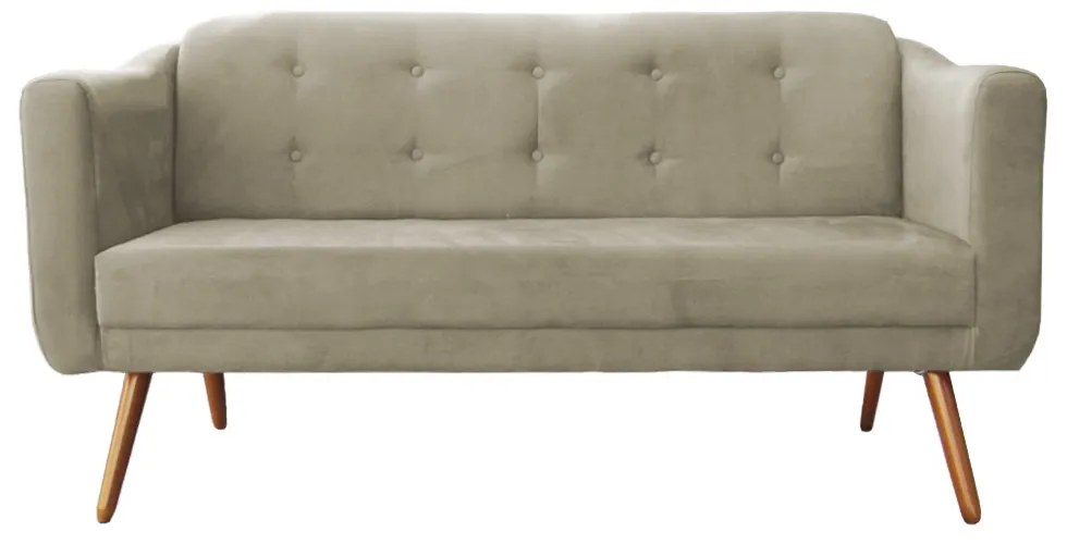 Namoradeira Bruna 1,60 m 3 Lugares Pés Palito Suede Nude