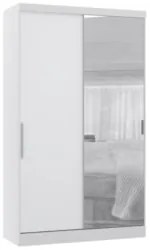 Guarda Roupa Solteiro 134cm 2 Portas e Espelho Taiga Branco L01 - Mpoz