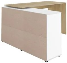 Mesa Escrivaninha em L Eron e Estante Livreiro Maly A06 Branco/Carvalh
