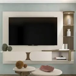 Painel Tv 72 Pol 200cm Suspenso Ajax Off White/Pinho A09 - Mpozenato
