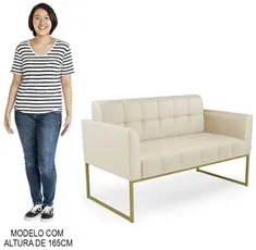Sofá Namoradeira Base Industrial Dourado Ana Sintético Bege - Ibiza