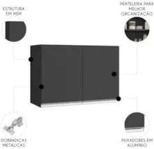 Armário de Cozinha Aéreo 80cm Com 2 Portas Andréia Preto - AJL Móve