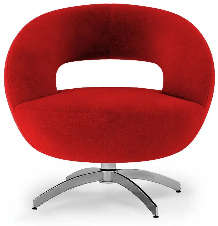 Poltrona Decorativa Base Giratória Topázio Veludo Vermelho - Sheep Estofados - Vermelho