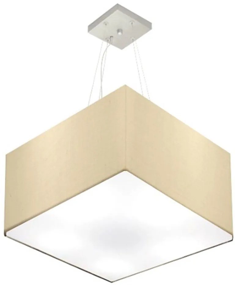 Lustre Pendente Quadrado Md-4199 Cúpula em Tecido 30/60x60cm Algodão Crú - Bivolt