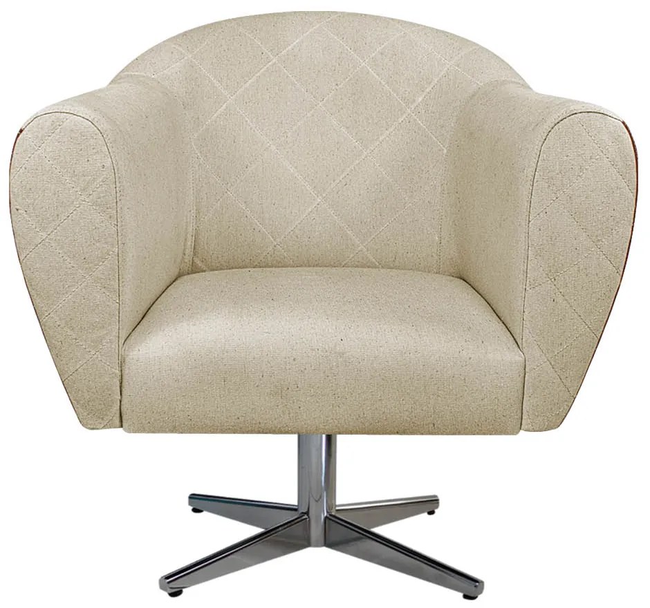 Kit 02 Poltronas Grazi Base Giratória de Metal Sintético Nozes Linho - ADJ Decor