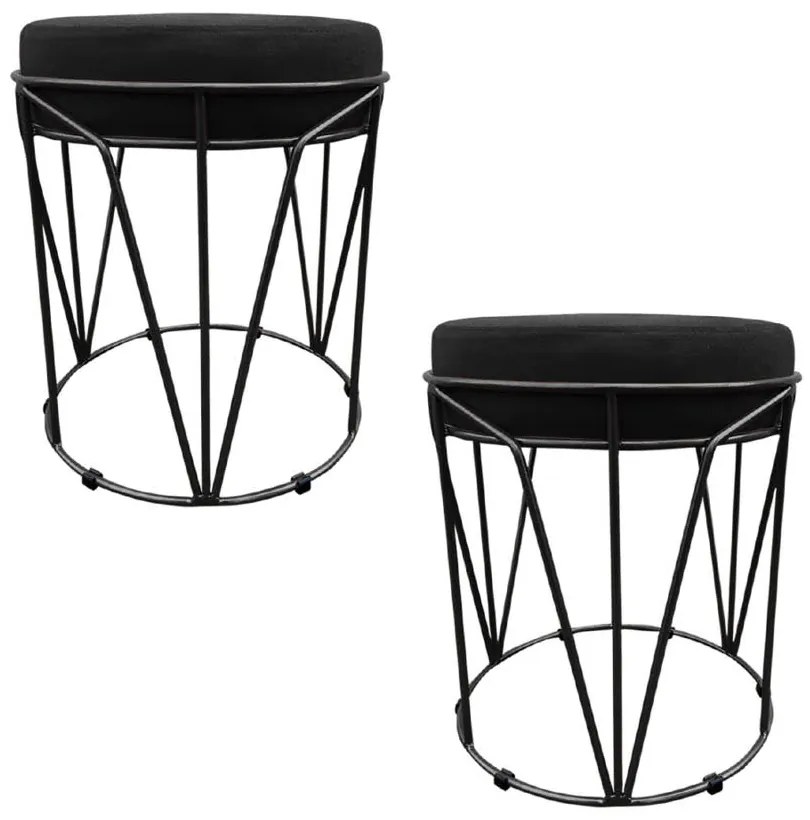 KIT 02 PUFF BABU SUEDE BASE PRETO DROSSI - Preto