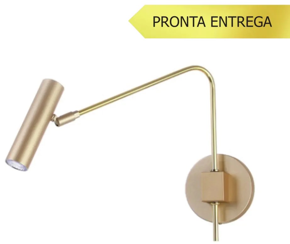 Arandela Haste Articulada Tubinho 12X40X32Cm Metal 01Xmr11 | Old Artis... (DOURADO FOSCO)