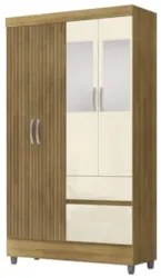 Guarda Roupa Solteiro 103cm Com Espelho Mayra Nature/Champanhe V02 - M