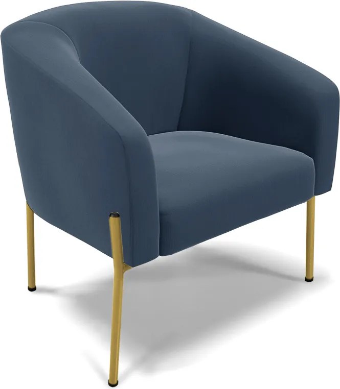 Cadeira Sala de Jantar Pé de Ferro Dourado Stella Suede D03 - D'Rossi - Azul Marinho