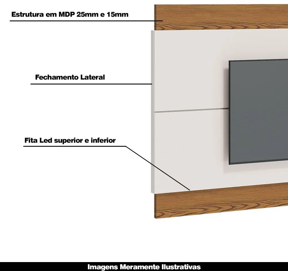 Painel Decorativo Sala de Estar 218cm Julien Off White/Freijó G29 - Gran Belo