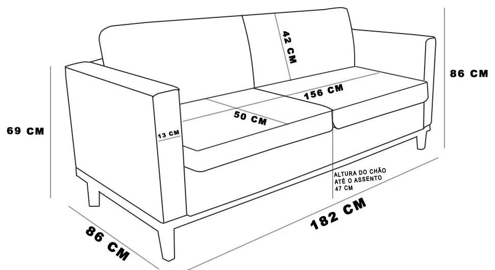Sofá 03 Lugares Juliette Veludo Rosê Base Madeira Castanho