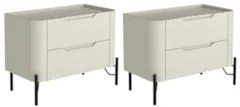 Mesa Cabeceira Para Quarto 68cm Kit 2 Becca Luna/Preto I06 - Mpozenato
