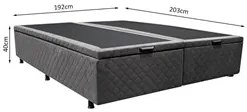 Base Box Baú para Cama Casal King 192x203cm Bipartido Liz S05 Suede Bo
