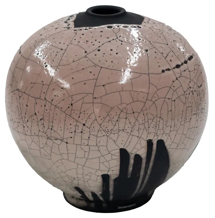 Vaso Bola decorativo em Cerâmica Carolina Haveroth – Rakú Alto Brilho