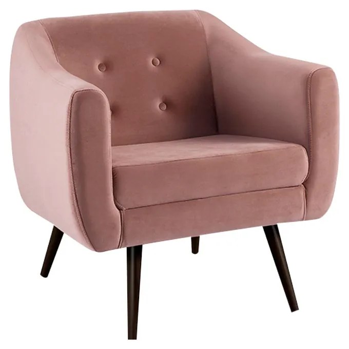 Poltrona Decorativa Sala de Estar Pés Palito Cuddle Veludo Rosa G17 - Gran Belo