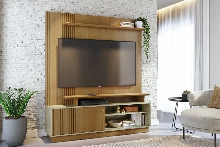Home Theater Ares Cumaru/Opala - Madetec Móveis