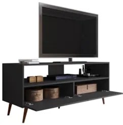 Rack para Sala Bancada de TV 55 Pol 136cm Pés Retrô Senna Z34 Preto -