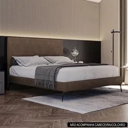 Cama Casal 145cm Pés Metálicos Elisa S05 Veludo Marrom - Mpozenato