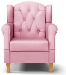 Poltrona de Amamentação Pés Madeira e Puff Lucy Z39  Sintético Rosa -