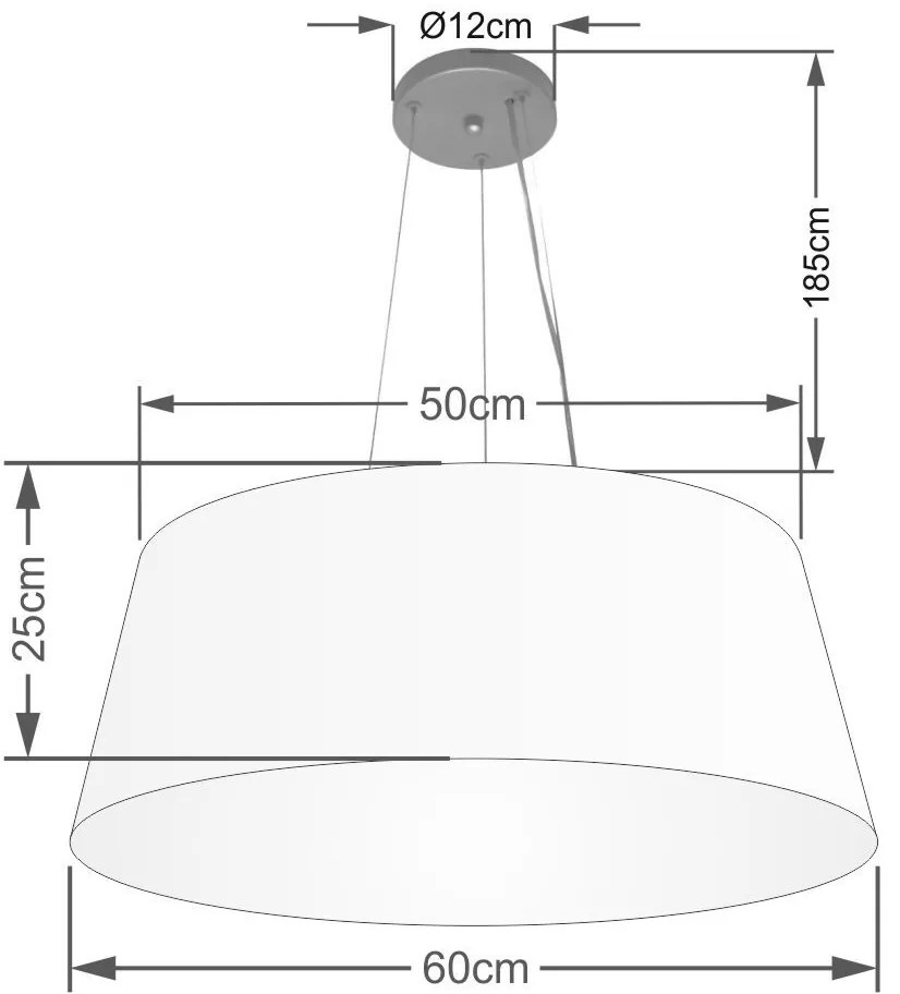 Lustre Pendente Cone Vivare Md-4062 Cúpula em Tecido 25/60x50cm - Bivolt