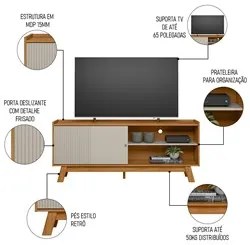 Rack Bancada de TV 65 Polegadas Arum L06 Nature/Off White - Mpozenato