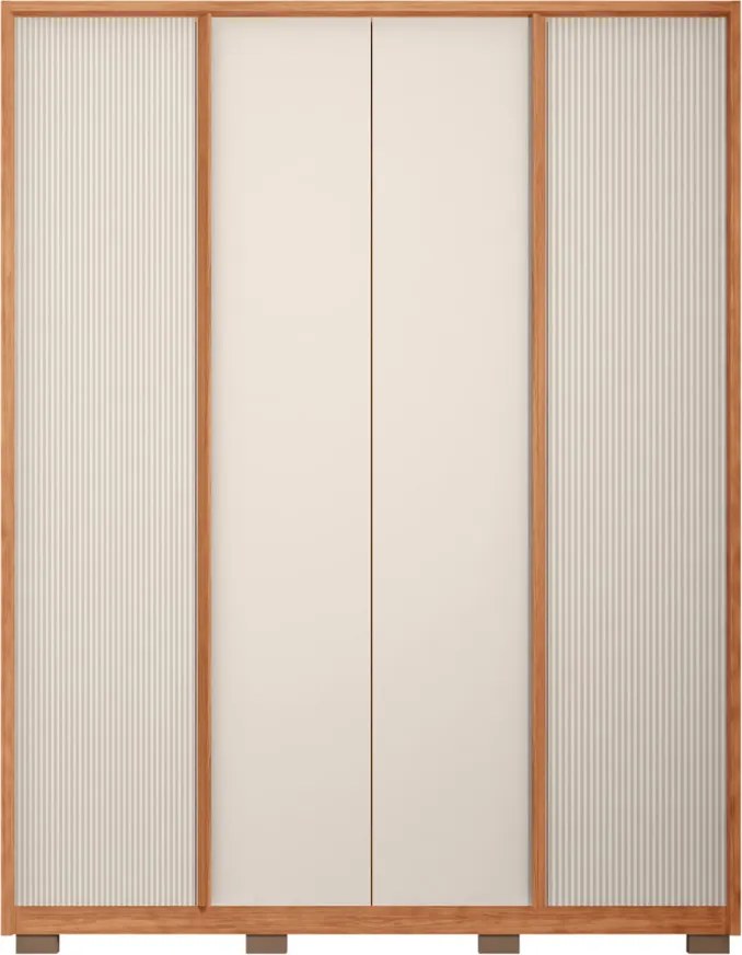 Guarda Roupa Solteiro Glory 4 Portas de Bater 3 Gavetas MDF Freijo/OffWhite G11 - Gran Belo