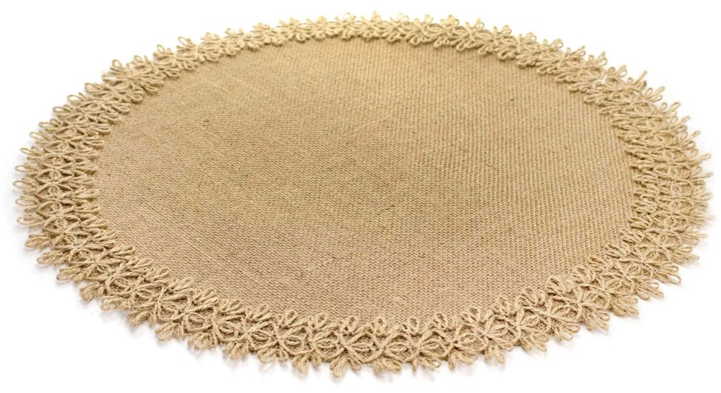 Jogo Americano Redondo Natalino 1 Unidade Tecido Juta 39cm Borda Trançada Bege F04 - D'Rossi