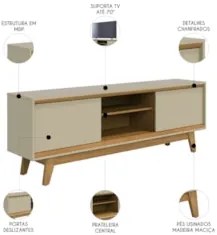 Rack Bancada de TV 70 Pol 164cm Gaia Z10 Cumaru/Opala - Mpozenato