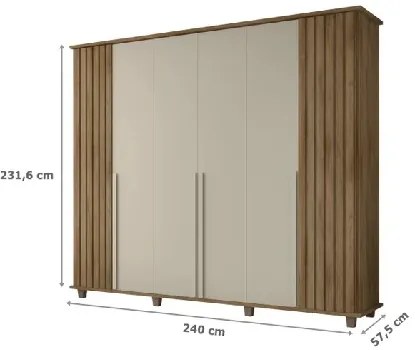 Guarda Roupa Ripado França 6 Portas Cinamomo/Off White – RV Móveis