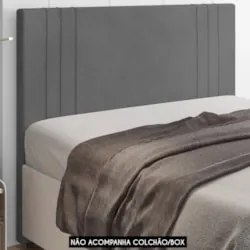 Cabeceira Cama Box Queen 160cm Estofada Rama Veludo Cinza Z04 - Mpozen