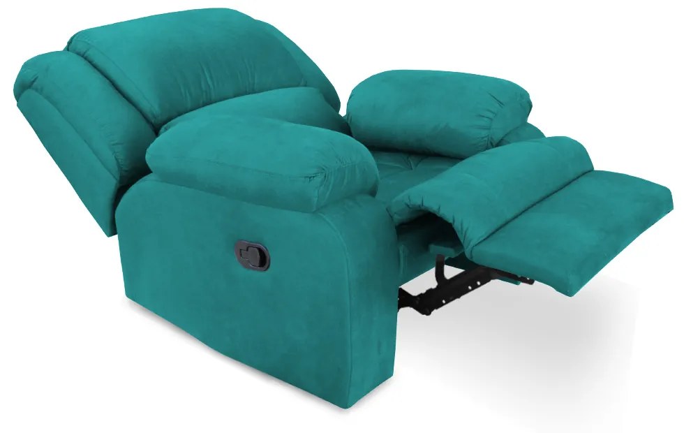 Poltrona Decorativa Magnum Reclinável Manual Suede Azul Tiffany