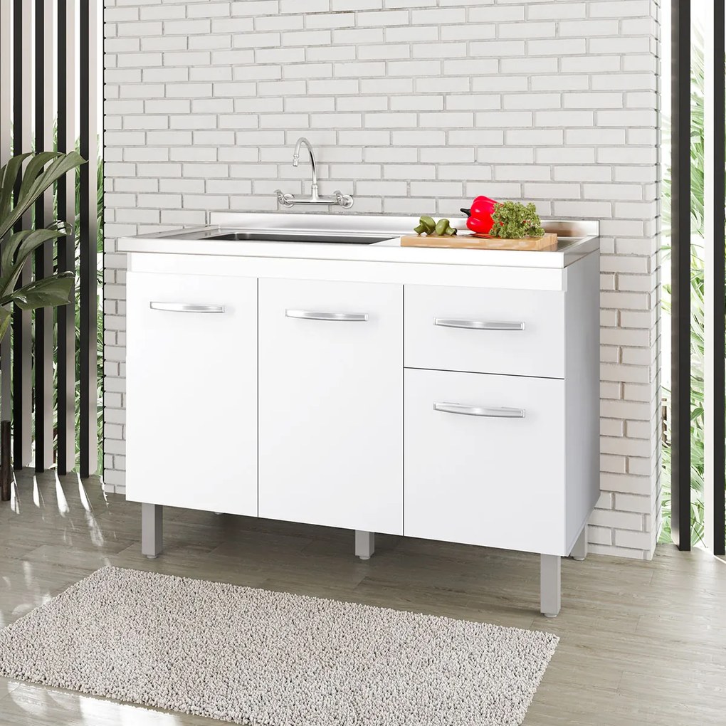 Balcão Lírio 3 Portas 1 Gaveta Cozinha MB1 120cm
