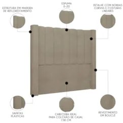 Cabeceira Casal Queen Cama Box 160cm Claire Z04 Boucle Capuccino - Mpo