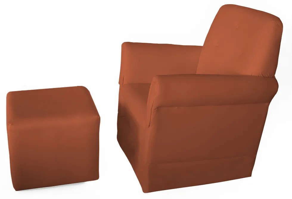 Poltrona Suzi Amamentação Balanço + Puff Suzi Suede Telha