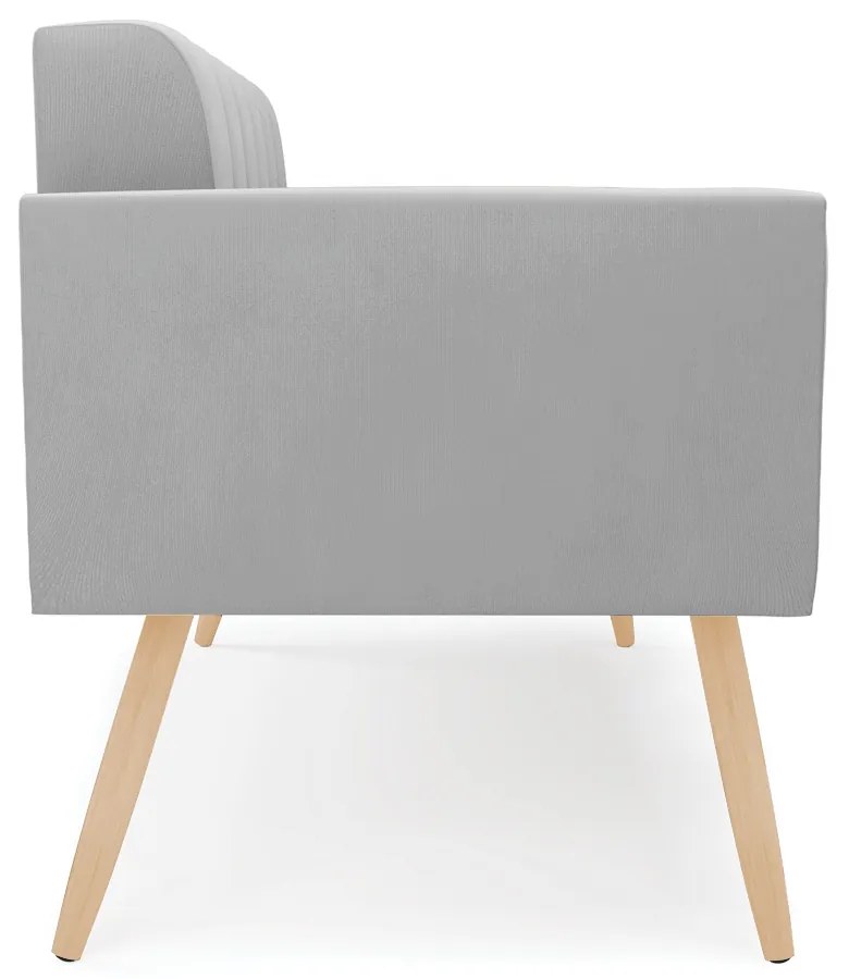 Sofá Namoradeira Elisa Suede Cinza Pés Palito Natural - D'Rossi