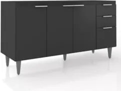 Balcão Para Pia 150cm Sem Tampo Pérola Z34 Preto            - Mpozenat