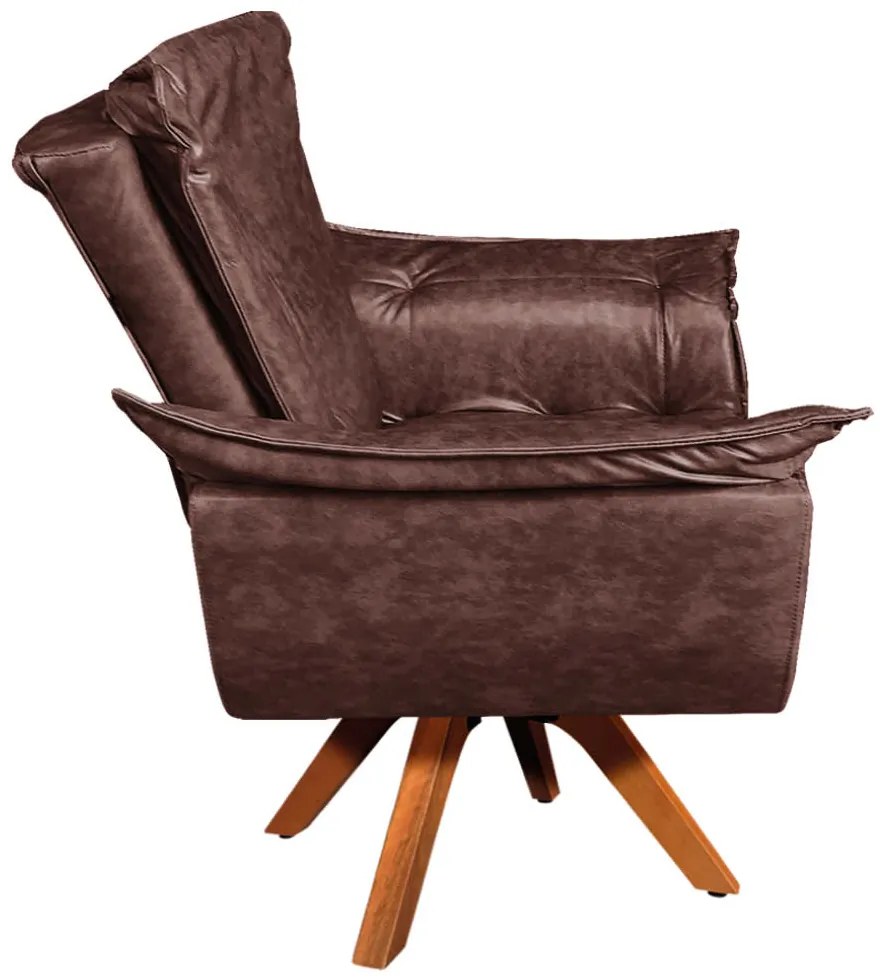 Poltrona Sala de Estar Giratória MM30 Kit 2 Opalla Corano - Marrom